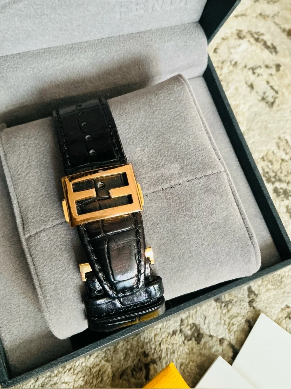 Authentic FENDI QUADRO CHRONOGRAPH DRESS watch w box and card 🔥🔥